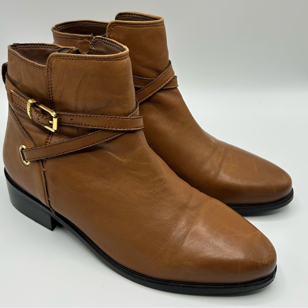 Dune London Tan Leather Ankle Boots, Size 8(38)